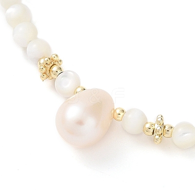 Natural Trochid Shell Beaded Necklaces NJEW-L119-03G-1