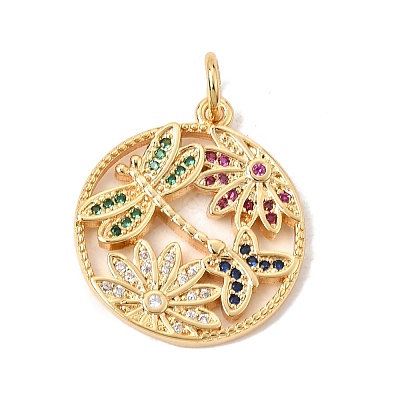 Brass Micro Pave Colorful Cubic Zirconia Pendants CU-CBA6344-03G-1