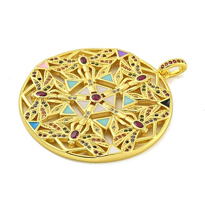 Real 18K Gold Plated Brass Micro Pave Cubic Zirconia Pendants KK-R159-41G-1