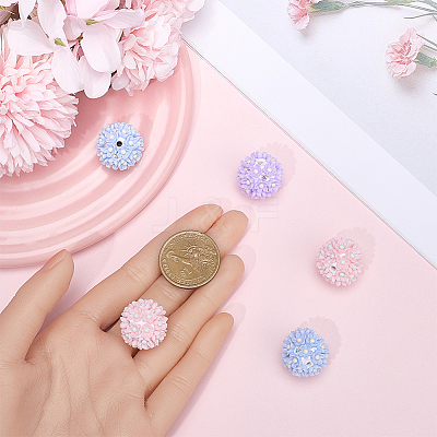 6Pcs 3 Colors Handmade Polymer Clay Rhinestone Floral Ball Beads CLAY-SC0002-14-1