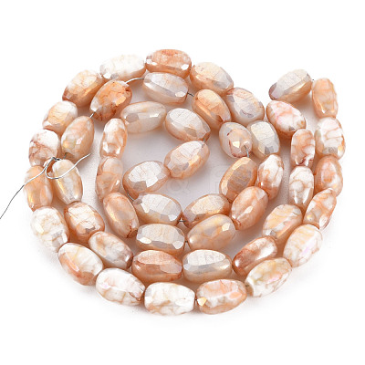 Opaque Baking Paint Crackle Glass Beads Strands EGLA-S174-21E-1