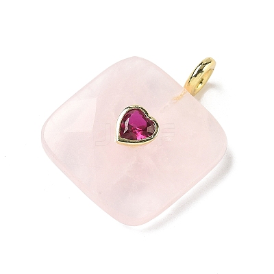 Natural Rose Quartz Faceted Pendants G-C274-03J-1