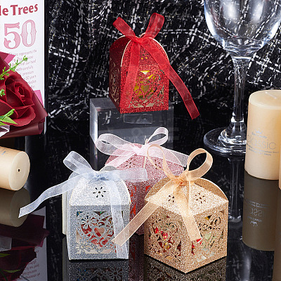 10Pcs Laser Cut Paper Hollow Out Heart & Flowers Candy Boxes CON-TA0001-10D-1
