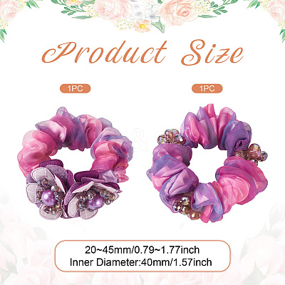 2Pcs 2 Colors Chic Solid Color French Satin Pigtail Hair Tie for Elegant Hairstyles OHAR-TA0001-10A-1