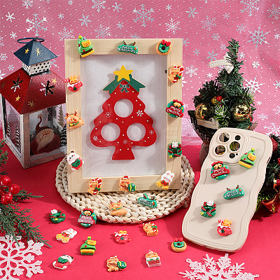 72Pcs 12 Styles Christmas Theme Opaque Resin Cabochons RESI-SC0005-73-1
