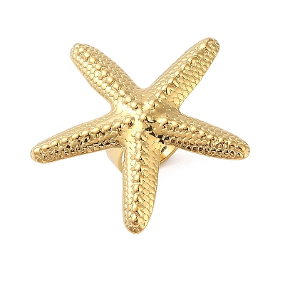 Starfish 304 Stainless Steel Adjustable Rings for Women RJEW-P125-02G-1