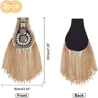 2Pcs Fashion Iron Chain Tassel Epaulettes AJEW-FH0003-80-1