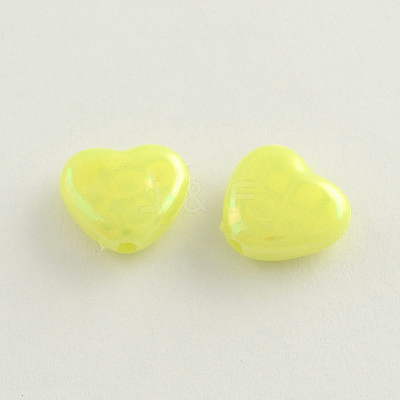 AB Color Plated Heart Acrylic Beads X-SACR-Q106-07-1