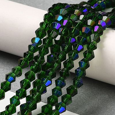 Transparent Electroplate Glass Beads Strands GLAA-F029-2mm-D25-1