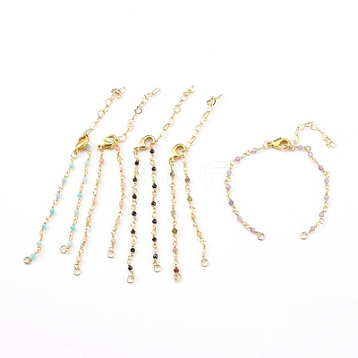 Natural Mixed Stone Handmade Beaded Chains Bracelet Making AJEW-JB00907-1
