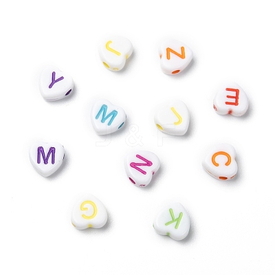 Opaque Acrylic Heart Beads SACR-Q100-M031-1