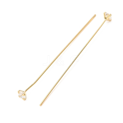 Brass Micro Pave Cubic Zirconia Stud Earring Findings CU-CBA4618-01G-01-1