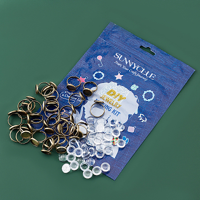 DIY Half Round Adjustable Ring Making Kit DIY-SC0019-86-1