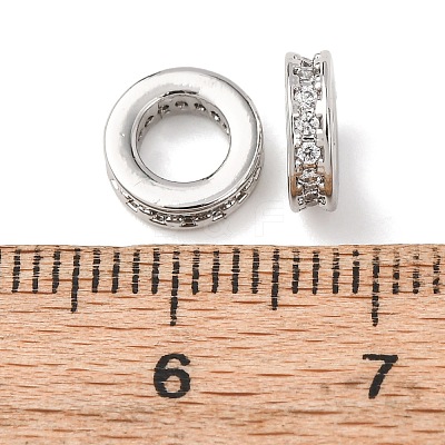 Brass Micro Pave Clear Cubic Zirconia European Beads KK-A279-17P-1