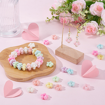 60Pcs Flocking Opaque Acrylic Beads FIND-GA0008-13-1