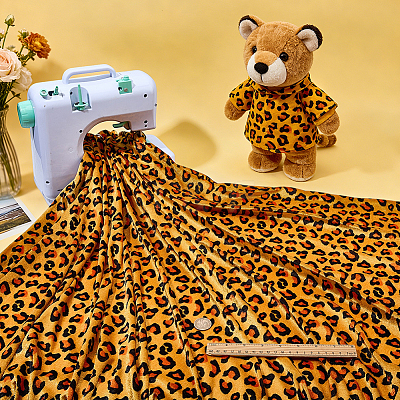 Polyester Leopard Print Pattern Fabric AJEW-WH0481-715A-1