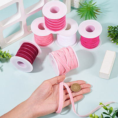 60 Yards 6 Colors Single Face Velvet Ribbon SRIB-TA0001-38-1
