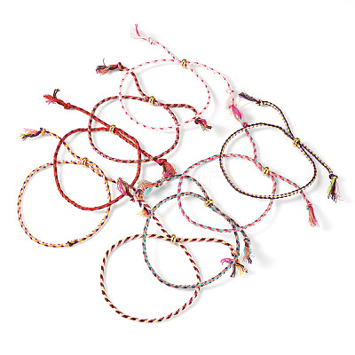16Pcs 8 Colors Macrame Cotton Cord Slider Bracelets BJEW-TAC0060-1