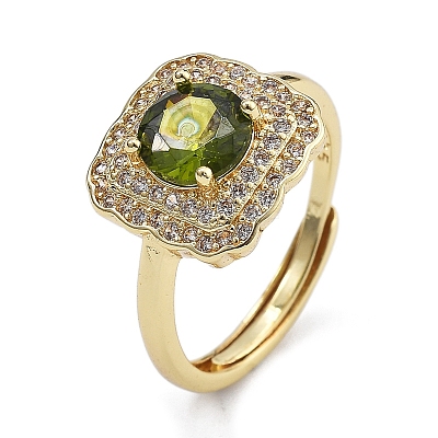 Adjustable Rack Plating Brass Micro Pave Cubic Zirconia Finger Rings for Women RJEW-M028-45G-1