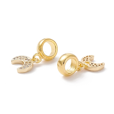 Brass Cubic Zirconia European Dangle Charms KK-B037-18G-1