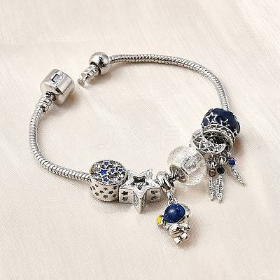 Alloy Enamel European Beads Charm Bracelets BJEW-F495-19P-1