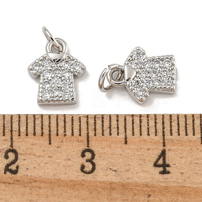 Rack Plating Brass Micro Pave Clear Cubic Zirconia Charms KK-U030-20P-1