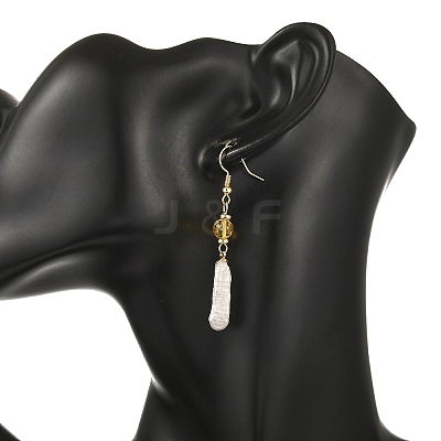 Natural Amber & Baroque Pearl Keshi Pearl Dangle Earrings EJEW-JE07360-02-1