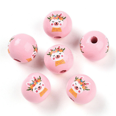 Easter Theme Printed Wood Beads WOOD-T032-22T-1