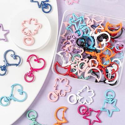 40Pcs 4 Style Spray Painted Alloy Swivel Snap Hooks Clasps FIND-LS0001-52-1