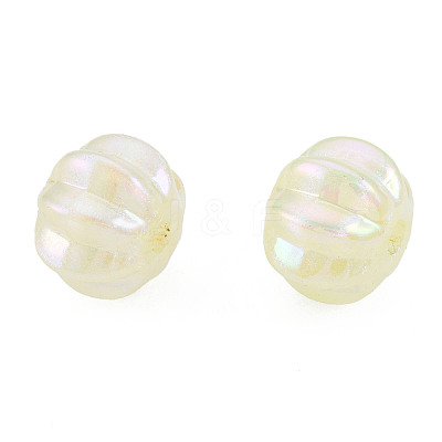 Rainbow Iridescent Plating Acrylic Beads OACR-N010-074-1