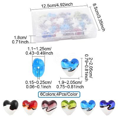 24Pcs 6 Colors Handmade Lampwork Beads LAMP-FS0001-35-1
