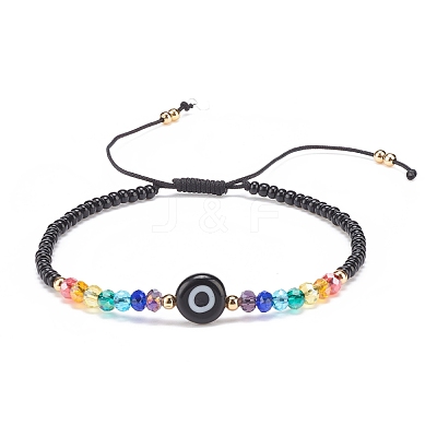 Lampwork Evil Eye & Glass Beaded Bracelet BJEW-JB08367-04-1