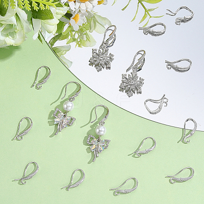 16Pcs Brass Cubic Zirconia Earring Hooks KK-BBC0027-64P-1
