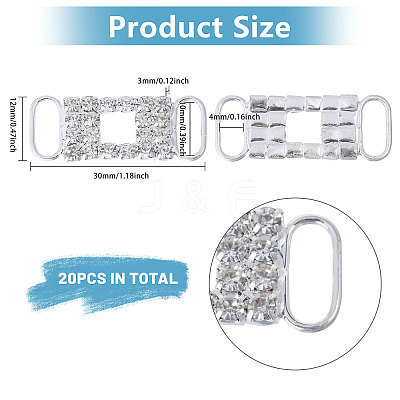 20Pcs Alloy Crystal Glass Rhinestone Connector Charms FIND-CA0009-23A-1