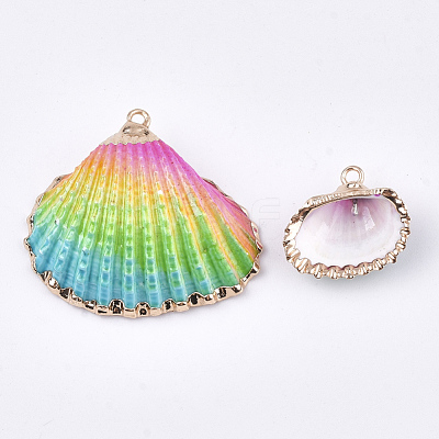 Spray Paint & Electroplate Sea Shell Pendants SSHEL-S262-07C-1