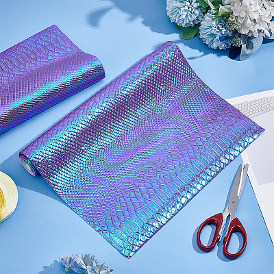 Fish-scale Pattern Laser PU Imitation Leather Fabric FIND-WH0110-262B-1