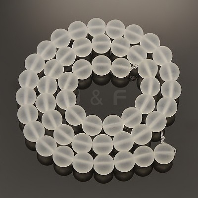 Frosted Transparent Round Glass Beads Strands FGLA-P002-8mm-03-1
