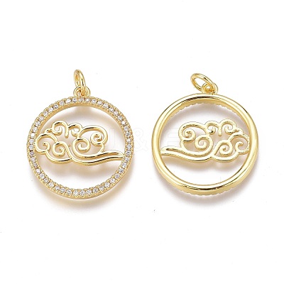 Brass Micro Pave Clear Cubic Zirconia Pendants ZIRC-Z008-40G-1