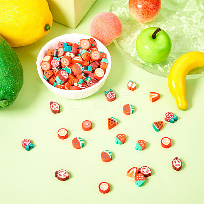 100Pcs 10 Styles Handmade Polymer Clay Beads CLAY-TA0001-65-1