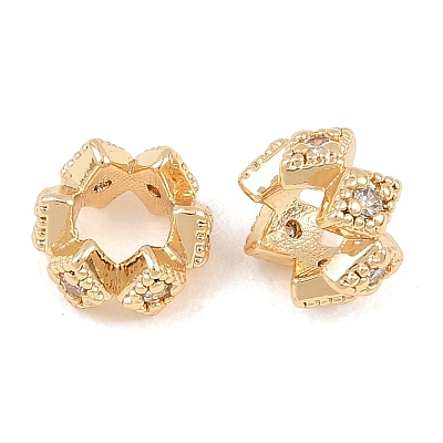 Brass Micro Pave Clear Cubic Zirconia European Beads KK-L261-05G-1