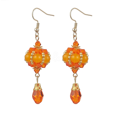 Natural Yellow Jade Dangle Earrings EJEW-MZ00669-01-1