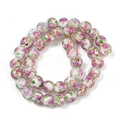 Handmade Glod Sand Lampwork Beads Strands LAMP-B028-03J-10mm-1