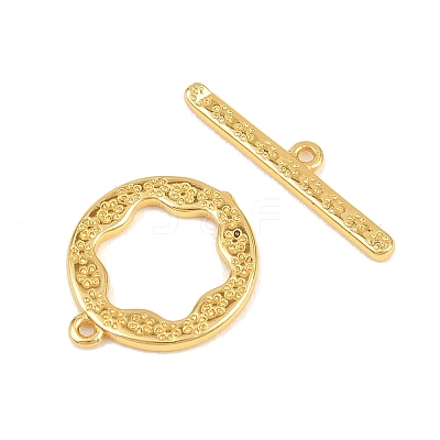 Flat Round Brass Toggle Clasps KK-G548-36G-1