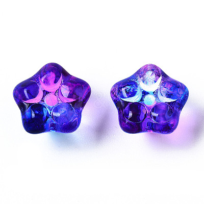 Two Tone Transparent Spray Painted Glass Beads X-GGLA-S054-011D-02-1
