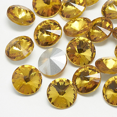 Pointed Back Glass Rhinestone Cabochons RGLA-T086-12mm-22-1