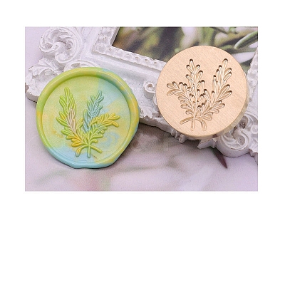 Round Golden Tone Wax Seal Brass Stamp Head PW-WG44736-18-1