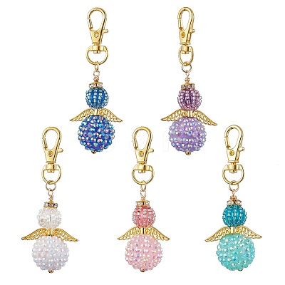 Angel Glass Seed Bead Pendant Decorations HJEW-MZ00088-1