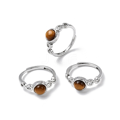 Natural Tiger Eye Finger Rings RJEW-A084-04P-06-1