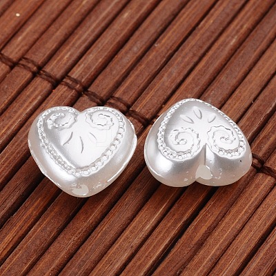Heart Imitation Pearl Acrylic Beads OACR-L004-2239-1