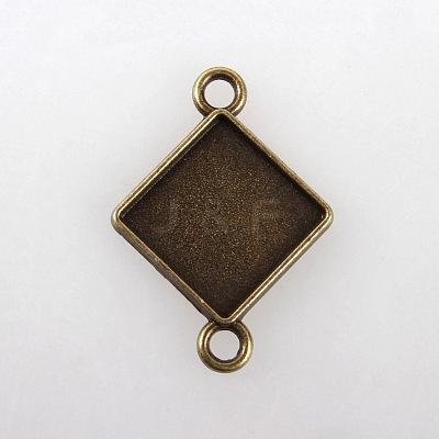 Vintage Tibetan Alloy Rhombus Cabochon Connector Bezel Settings TIBE-M016-03AB-NF-1